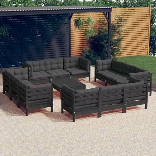 13 Piece Garden Lounge Set with Anthracite Cushions Pinewood