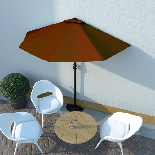 Balcony Parasol with Aluminium Pole Terracotta 270x135x245 cm Half