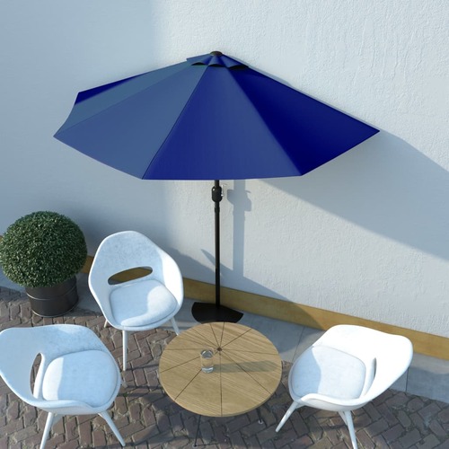 Balcony Parasol with Aluminium Pole Blue 270x135x245 cm Half