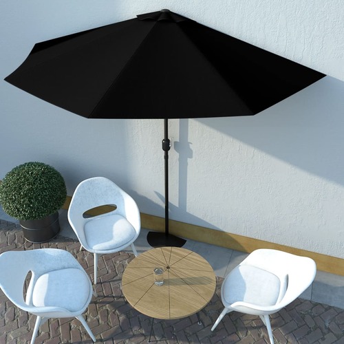 Balcony Parasol with Aluminium Pole Black 300x150x253 cm Half