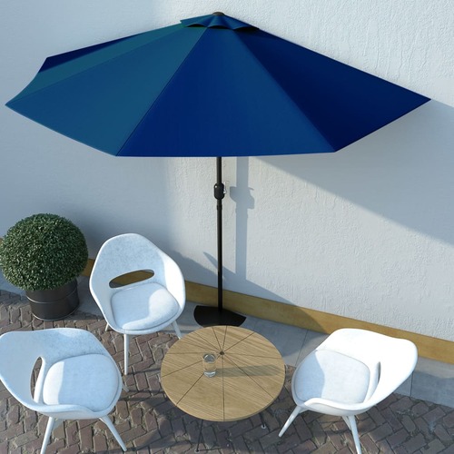 Balcony Parasol with Aluminium Pole Blue 300x150x253 cm Half