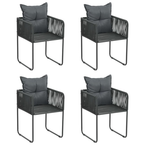 Outdoor Chairs 4 pcs with Pillows Poly Rattan Black