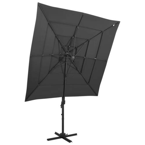 4-Tier Parasol with Aluminium Pole Anthracite 250x250 cm