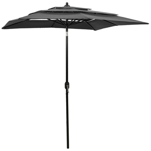 3-Tier Parasol with Aluminium Pole Anthracite 2x2 m