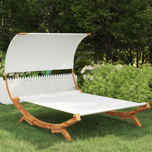 Hammock with Canopy 165x210x155 cm Solid Bent Wood Cream