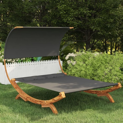 Hammock with Canopy 165x210x155cm Solid Bent Wood Anthracite