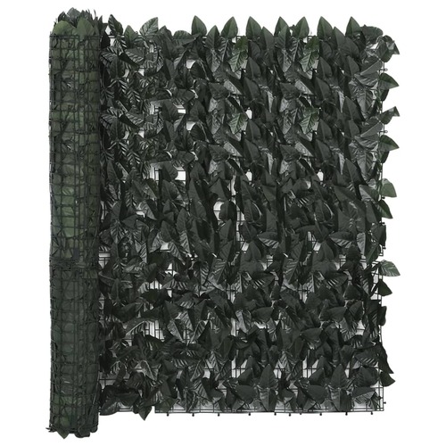 Balcony Screen with Dark Green Leaves 300x100 cm