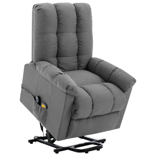 Stand-up Massage Recliner Light Grey Fabric