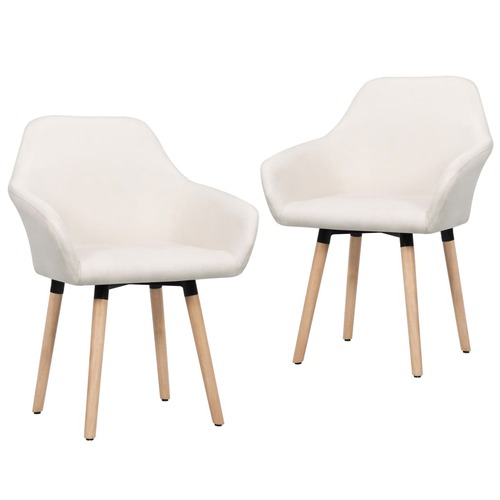 Dining Chairs 2 pcs Cream Fabric