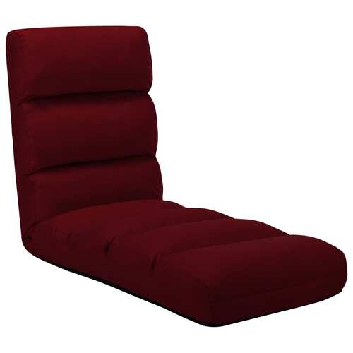 Folding Floor Chair Wine Red Faux Leather