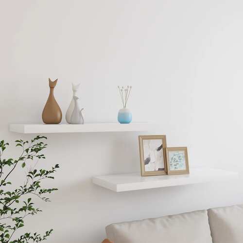 Floating Wall Shelves 2 pcs Oak and White 80x23.5x3.8 cm MDF