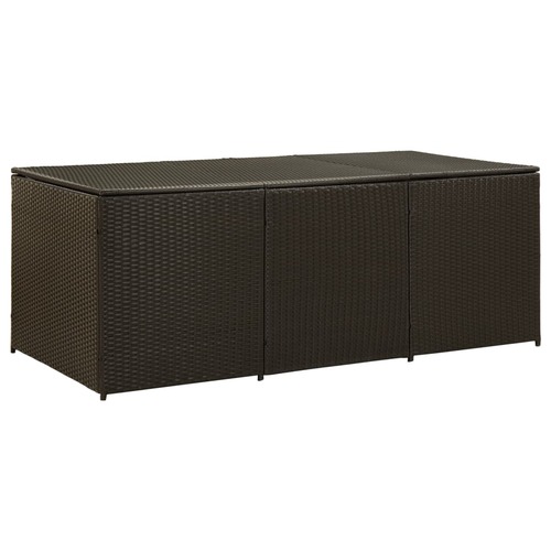 Garden Storage Box Poly Rattan 180x90x75 cm Brown