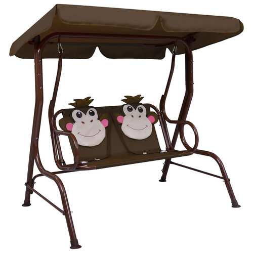 idaXL Kids Swing Bench Brown 115x75x110 cm Fabric