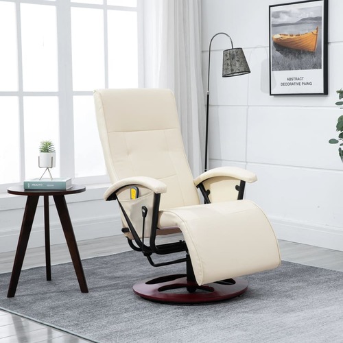 Massage Chair Cream White Faux Leather