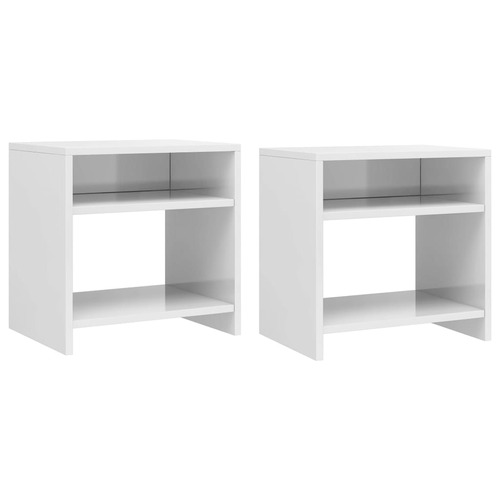 Bedside Cabinets 2 pcs High Gloss White 40x30x40 cm Chipboard