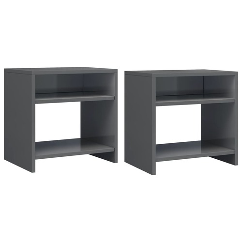 Bedside Cabinets 2 pcs High Gloss Grey 40x30x40 cm Chipboard