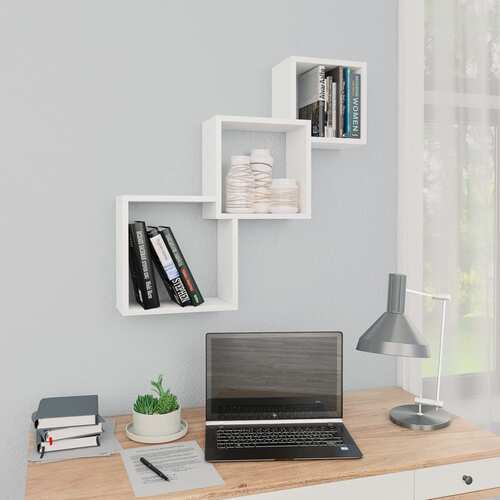 Cube Wall Shelves White 84.5x15x27 cm Chipboard