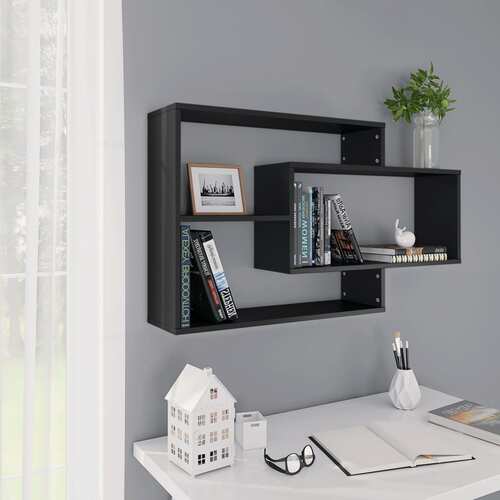 Wall Shelves Black 104x20x58.5 cm Chipboard