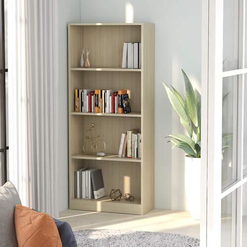 4-Tier Book Cabinet Sonoma Oak 60x24x142 cm Chipboard