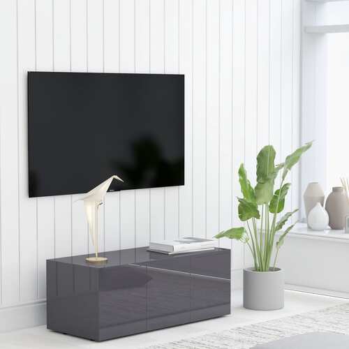 TV Cabinet High Gloss Grey 80x34x30 cm Chipboard