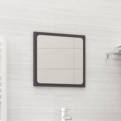 Bathroom Mirror High Gloss Grey 40x1.5x37 cm Chipboard