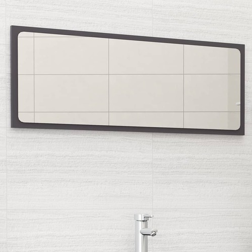 Bathroom Mirror High Gloss Grey 100x1.5x37 cm Chipboard