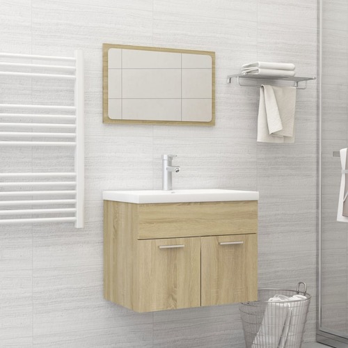 2 Piece Bathroom Furniture Set Sonoma Oak Chipboard