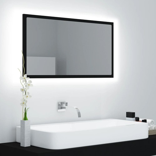 LED Bathroom Mirror Black 80x8.5x37 cm Chipboard