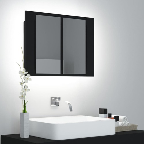 LED Bathroom Mirror Cabinet Black 60x12x45 cm