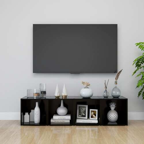 TV Cabinets 4 pcs Black 37x35x37 cm Chipboard