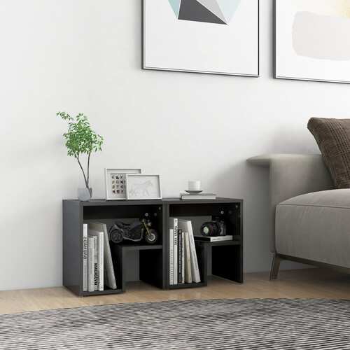 Bed Cabinets 2 pcs High Gloss Grey 40x30x40 cm Chipboard