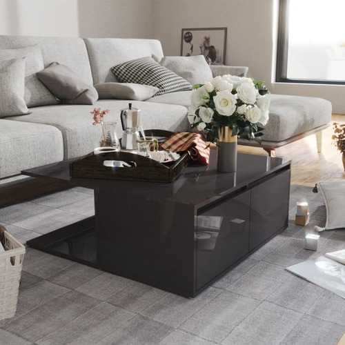 Coffee Table High Gloss Grey 80x80x31 cm Chipboard