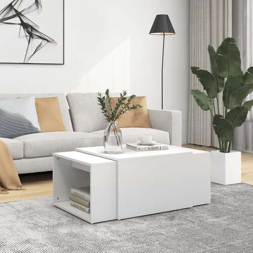 3 Piece Nesting Coffee Table Set White 60x60x30 cm Chipboard