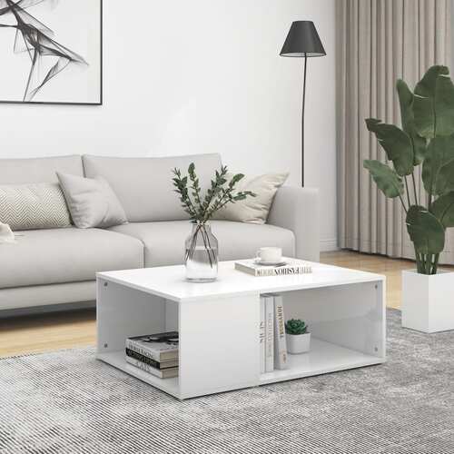 Coffee Table High Gloss White 90x67x33 cm Chipboard