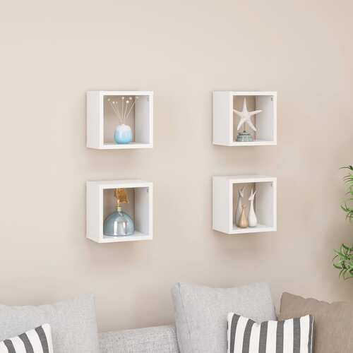 Wall Cube Shelves 4 pcs White 22x15x22 cm