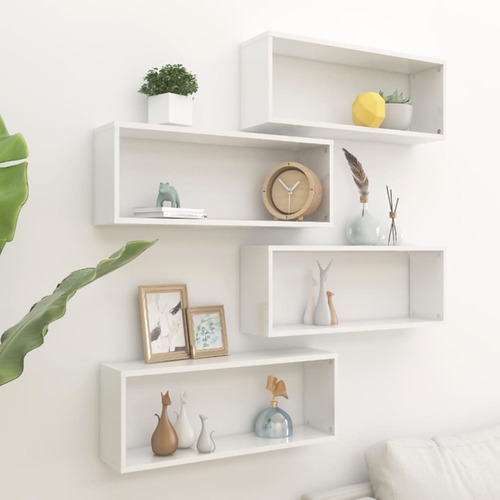 Wall Cube Shelves 4 pcs High Gloss White 60x15x23 cm Chipboard