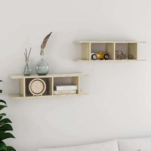 Wall Shelves 2 pcs Sonoma Oak 78x18x20 cm Chipboard