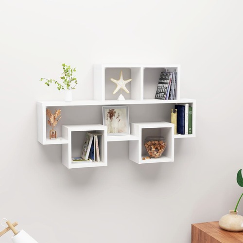 Car-shaped Wall Shelf High Gloss White 82x15x51 cm Chipboard