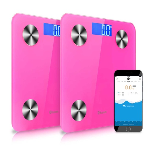 SOGA 2x Wireless Bluetooth Digital Body Fat Scale Bathroom Health Analyser Weight Pink