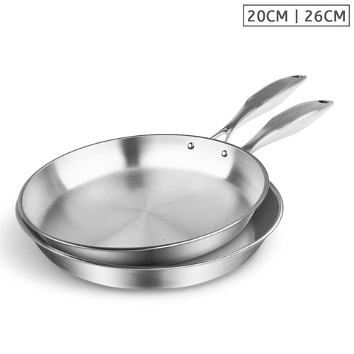 SOGA Stainless Steel Fry Pan 20cm 26cm Frying Pan Top Grade Induction Cooking