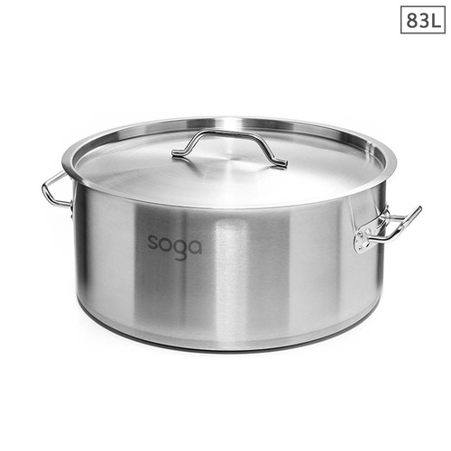 SOGA Stock Pot 83L Top Grade Thick Stainless Steel Stockpot 18/10