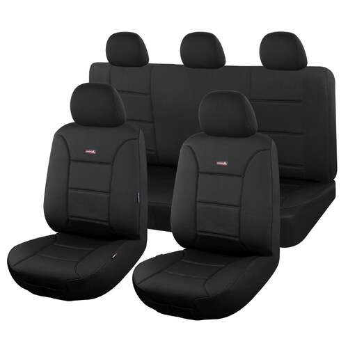 Seat Covers for MITSUBISHI TRITON FR MQ SERIES 01/2015 - ON DUAL CAB UTILITY FR BLACK SHARKSKIN