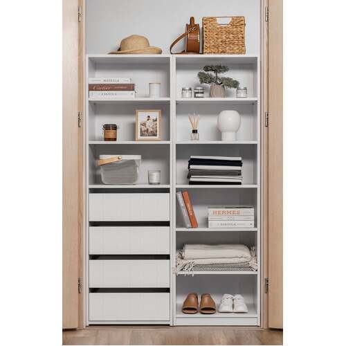 GENEVA THREE SHELF/FOUR DRAWER BUILT IN WARDROBE - VJ PANEL