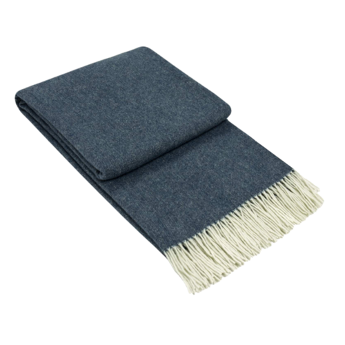 Kensington Throw - 10% Cashmere/ 90% Super Fine Merino Wool - Navy