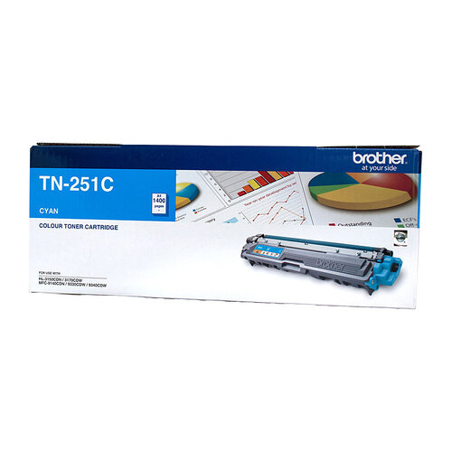 Brother TN-251C Colour Laser Toner - Cyan, HL-3150CDN/3170CDW/MFC-9140CDN/9330CDW/9335CDW/9340CDW /DCP-9015CDW1,400 Pages