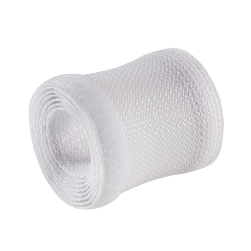 BRATECK Flexible Cable Wrap Sleeve with Hook and Loop Fastener 85mm/3.3' Width  Material Polyester Dimensions 1000x85mm - White