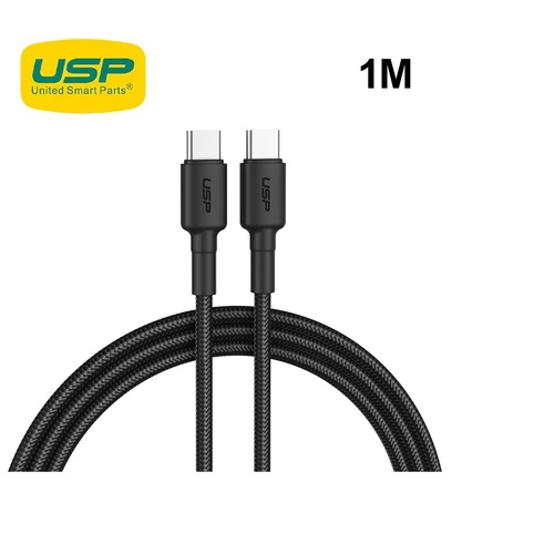 USP BoostUp USB-C to USB-C Cable (1M) - Black (6972890207064), 3A Fast and Safe Charge, Strong and Durable Nylon Cable, Reinforced Joint