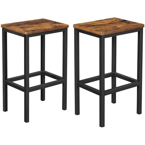 Bar Set Stools of 2 Bar Chairs, Rustic Brown