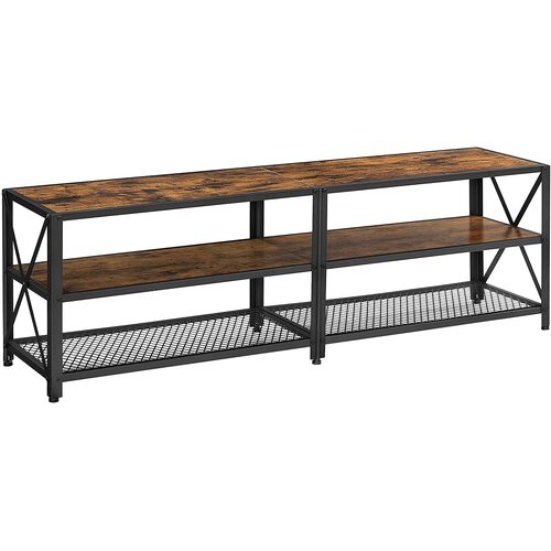 TV Stand for TV Steel Frame up to 178 cm with Shelves for Living Room and Bedroom Furniture Rustic Brown and Black