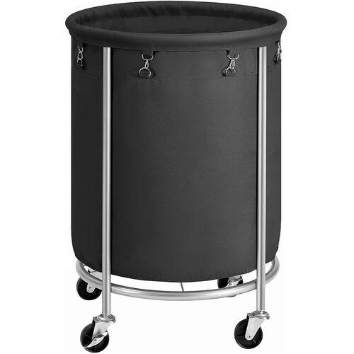 Steel Frame Laundry Basket Wheels, Black